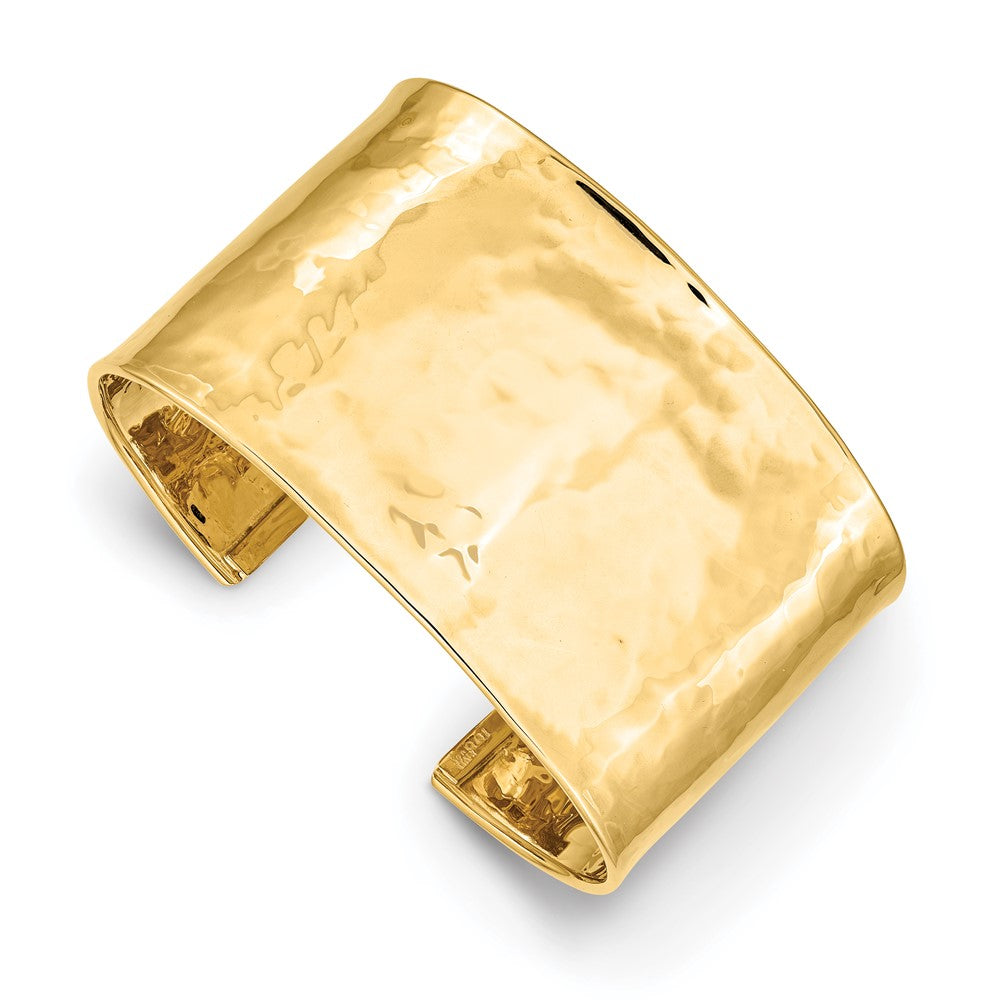 37mm Hammered Polished Bangle in 14k Yellow Gold