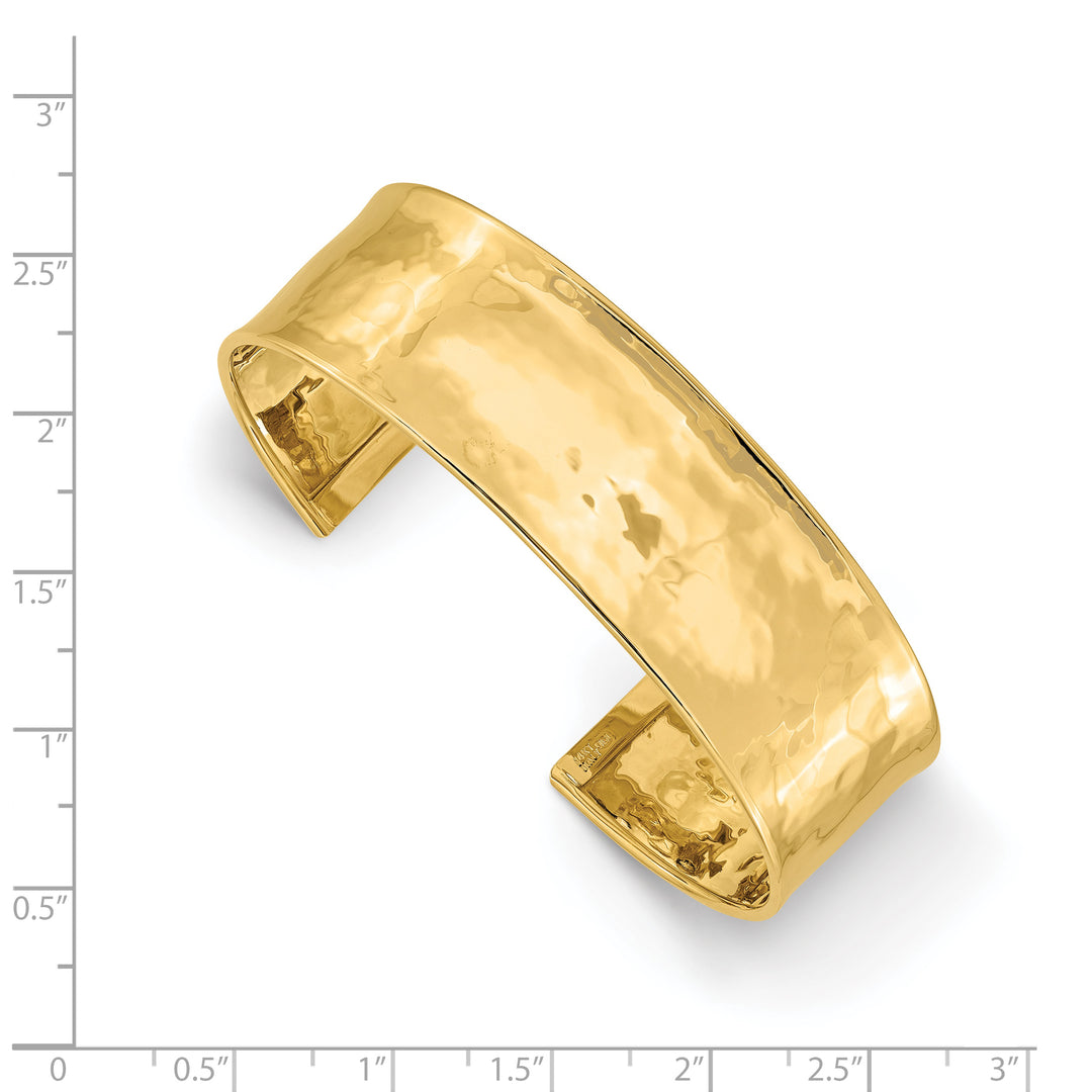 19mm Hammered Polished Bangle in 14k Yellow Gold