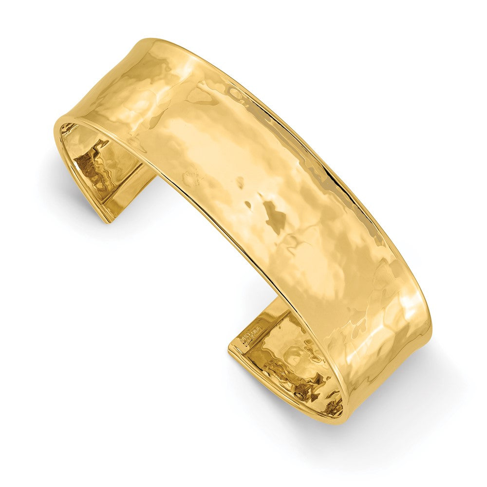 19mm Hammered Polished Bangle in 14k Yellow Gold