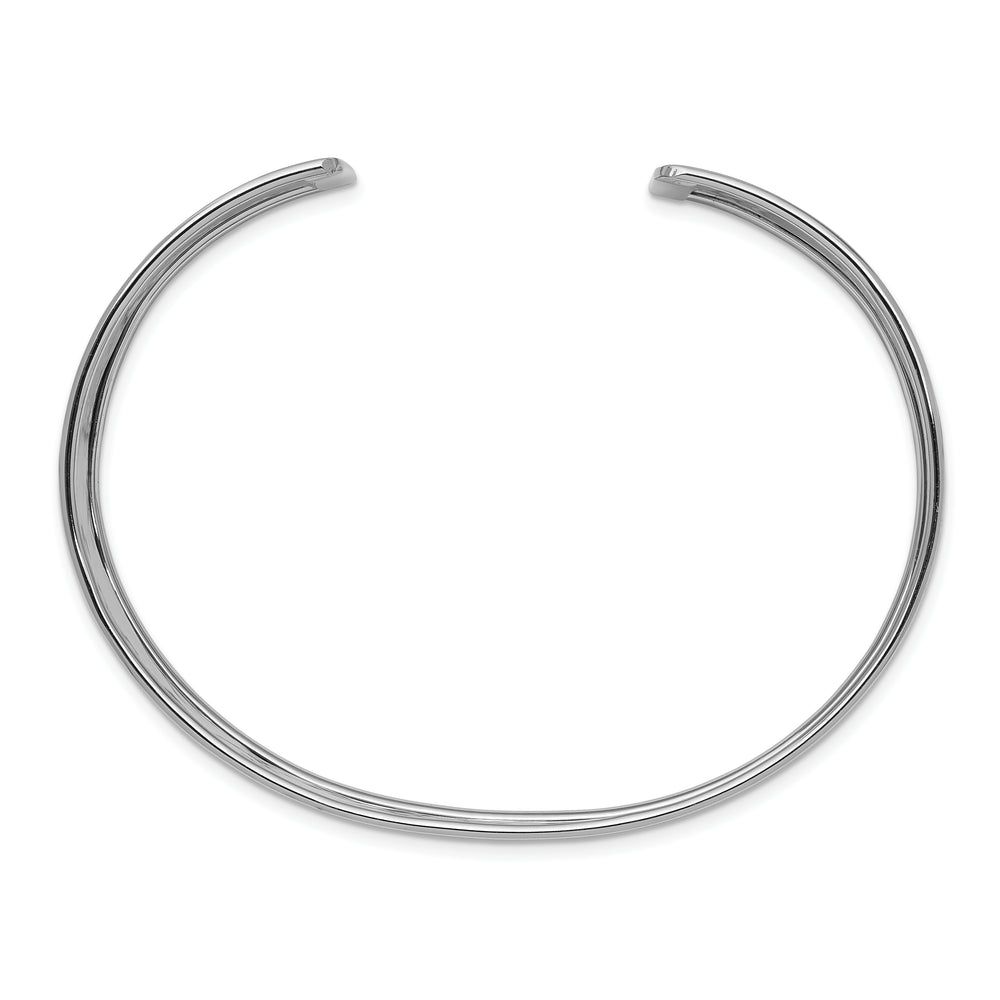 14K White Gold Cuff Bracelet (19 mm) with Hammered and Polished Finish