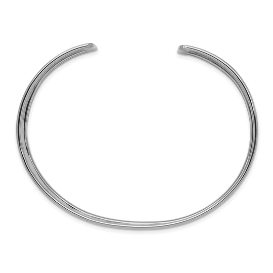 14K White Gold Cuff Bracelet (19 mm) with Hammered and Polished Finish