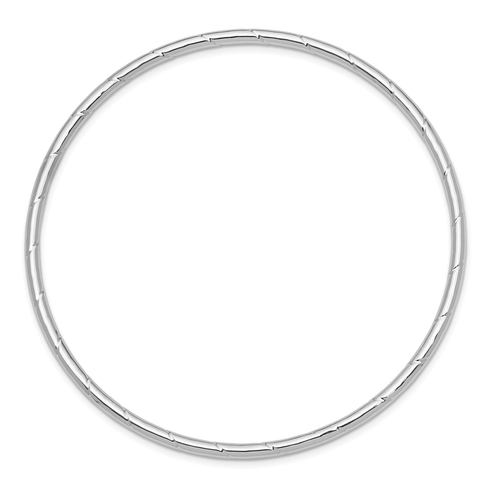 14k White Gold Sliding Bangle with Grooves (2.5 mm)