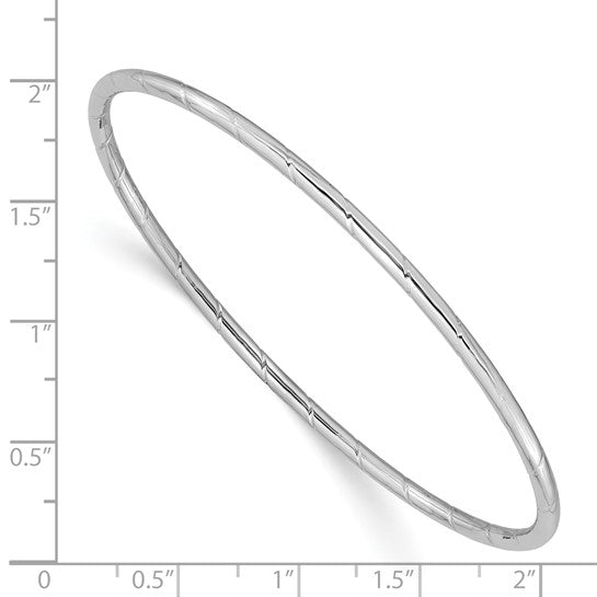 14k White Gold Sliding Bangle with Grooves (2.5 mm)