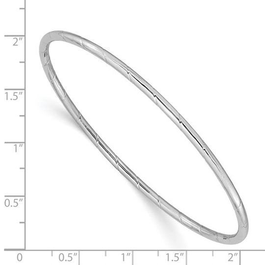 14k White Gold Sliding Bangle with Grooves (2.5 mm)