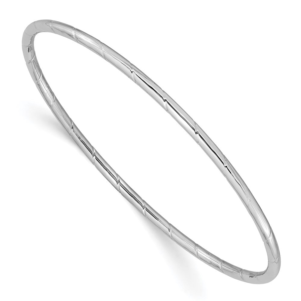 14k White Gold Sliding Bangle with Grooves (2.5 mm)