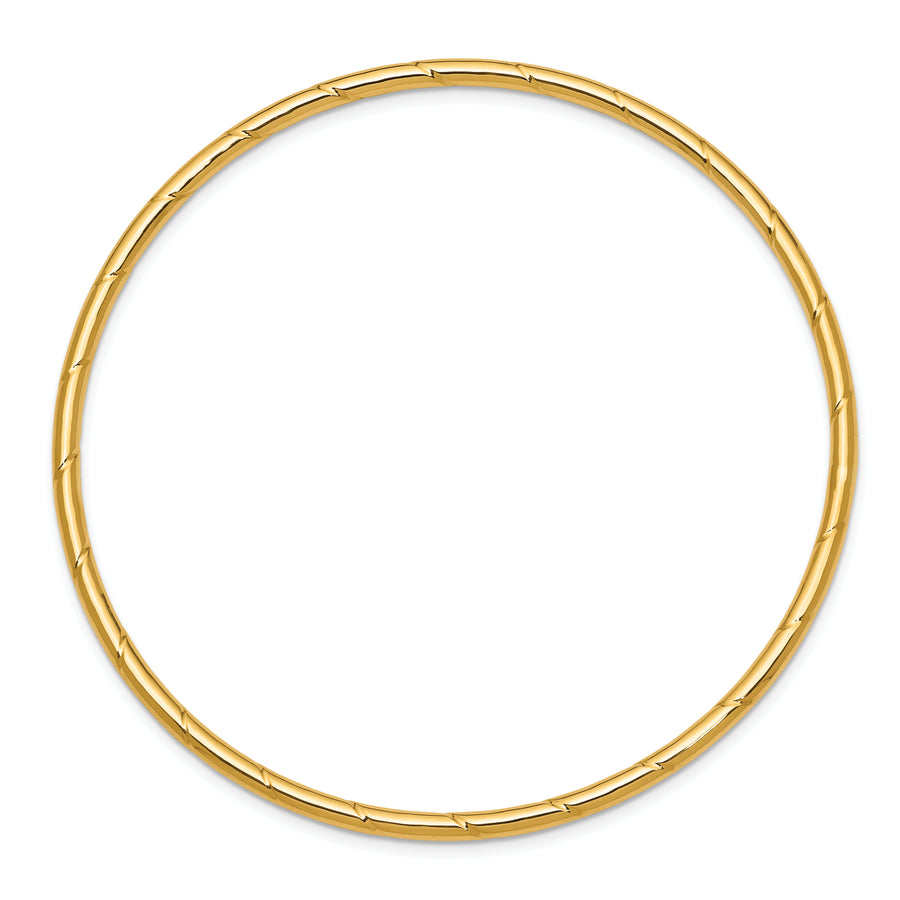 Brazalete Redondo Deslizante de Oro Amarillo 14K – Pulido con Ranuras, 2.5 mm