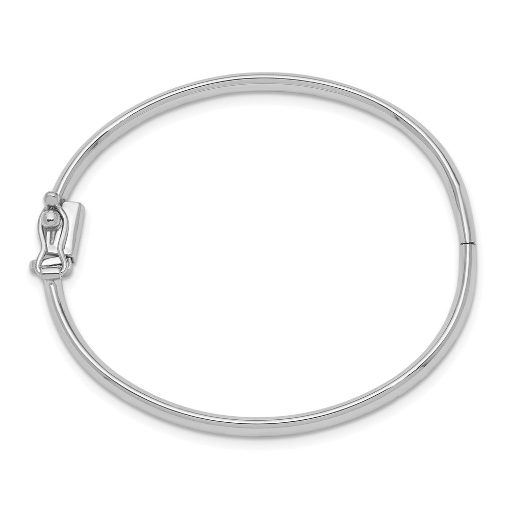 14k White Gold Polished Baby Bangle Bracelet with Hinge and Safety Clasp