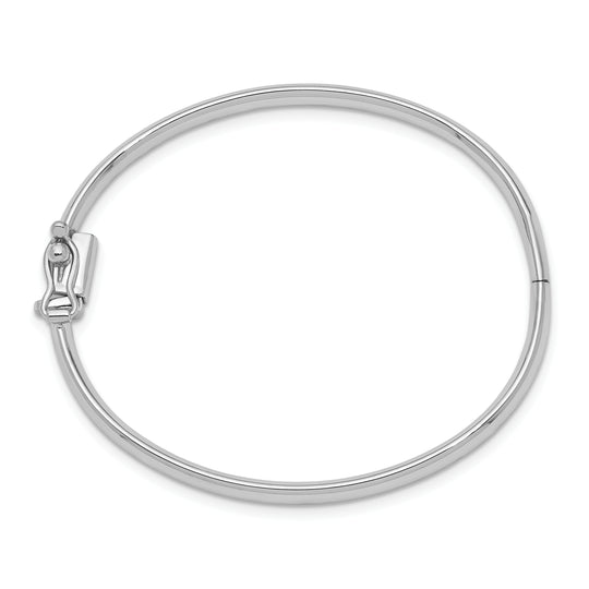 14k White Gold Polished Baby Bangle Bracelet with Hinge and Safety Clasp
