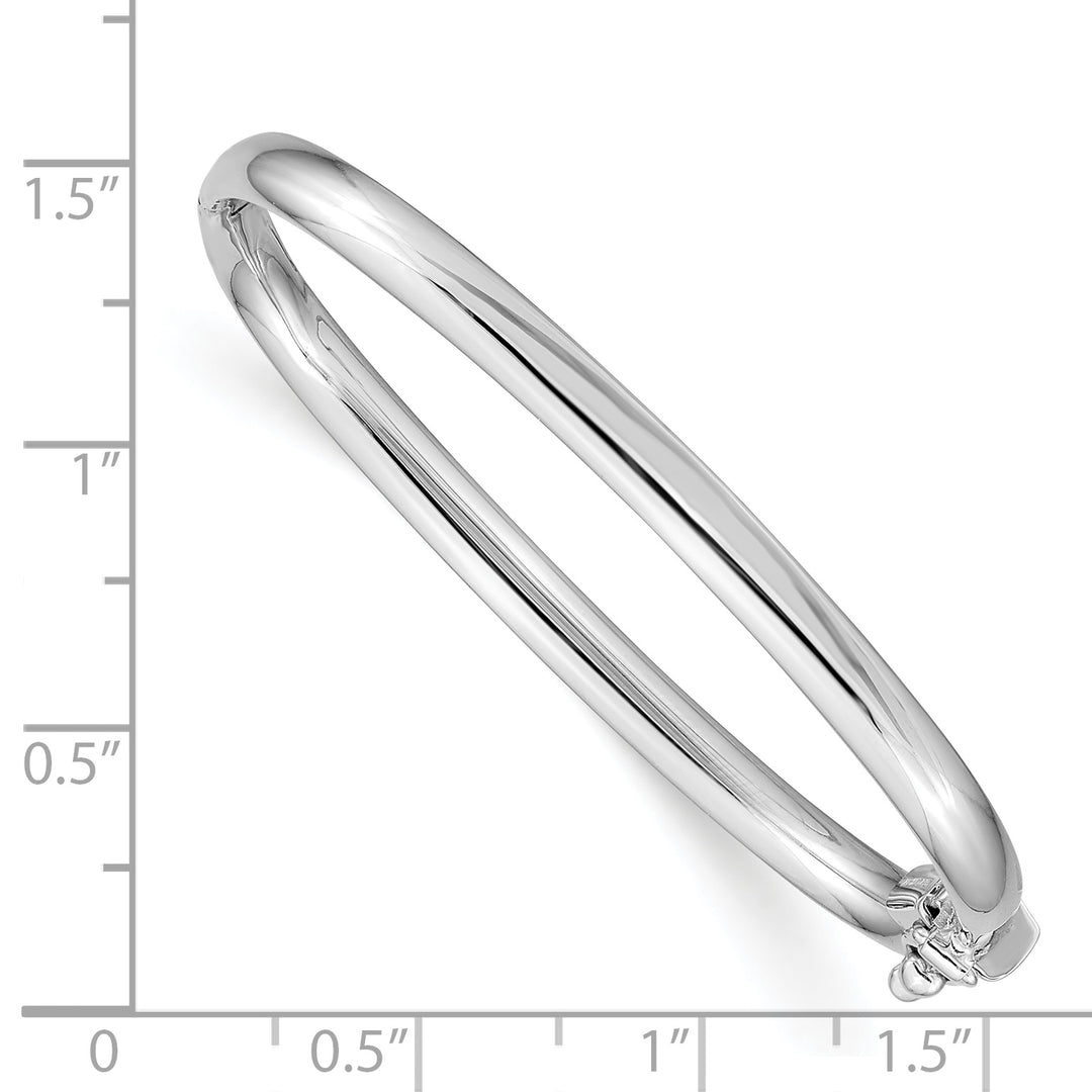 14k White Gold Polished Baby Bangle Bracelet with Hinge and Safety Clasp