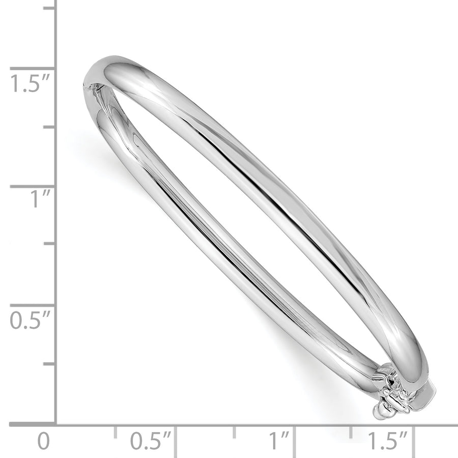 Pulsera Brazalete para Bebé de 14k en Oro Blanco Pulido con Bisagra y Cierre de Seguridad