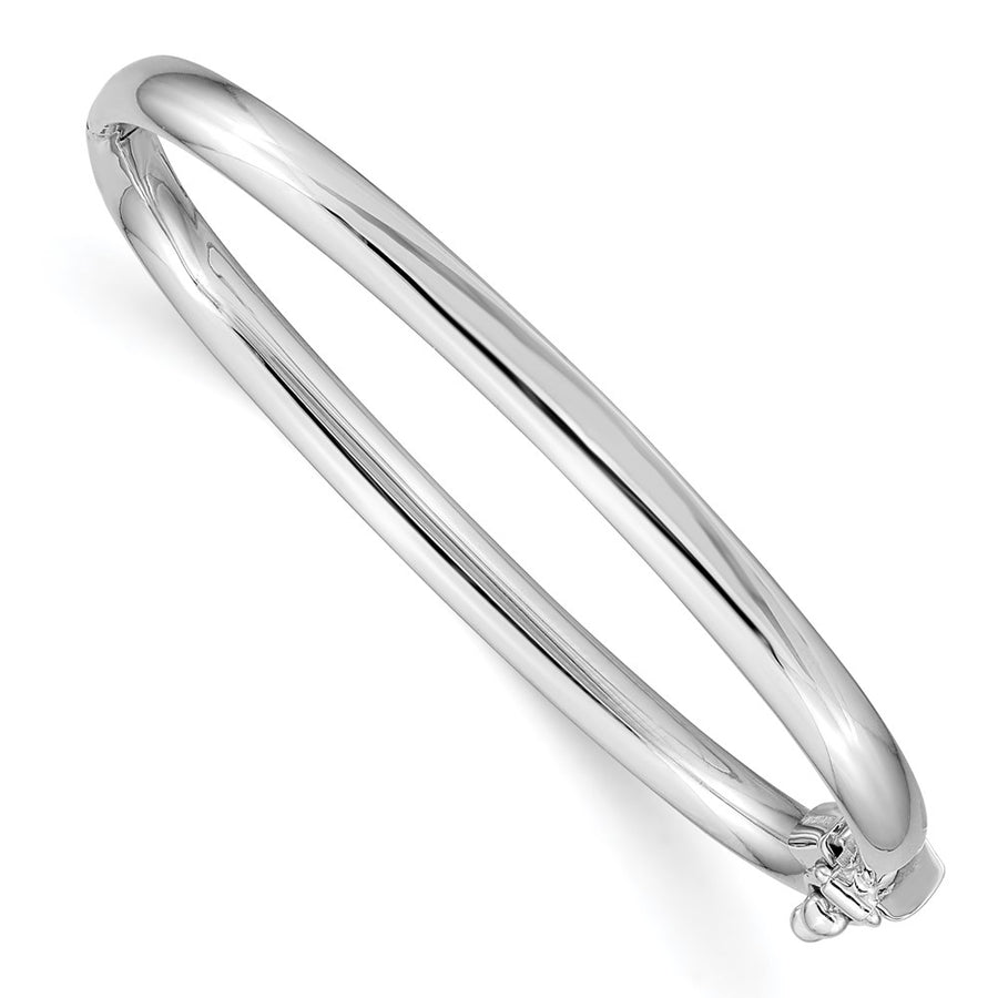 Pulsera Brazalete para Bebé de 14k en Oro Blanco Pulido con Bisagra y Cierre de Seguridad