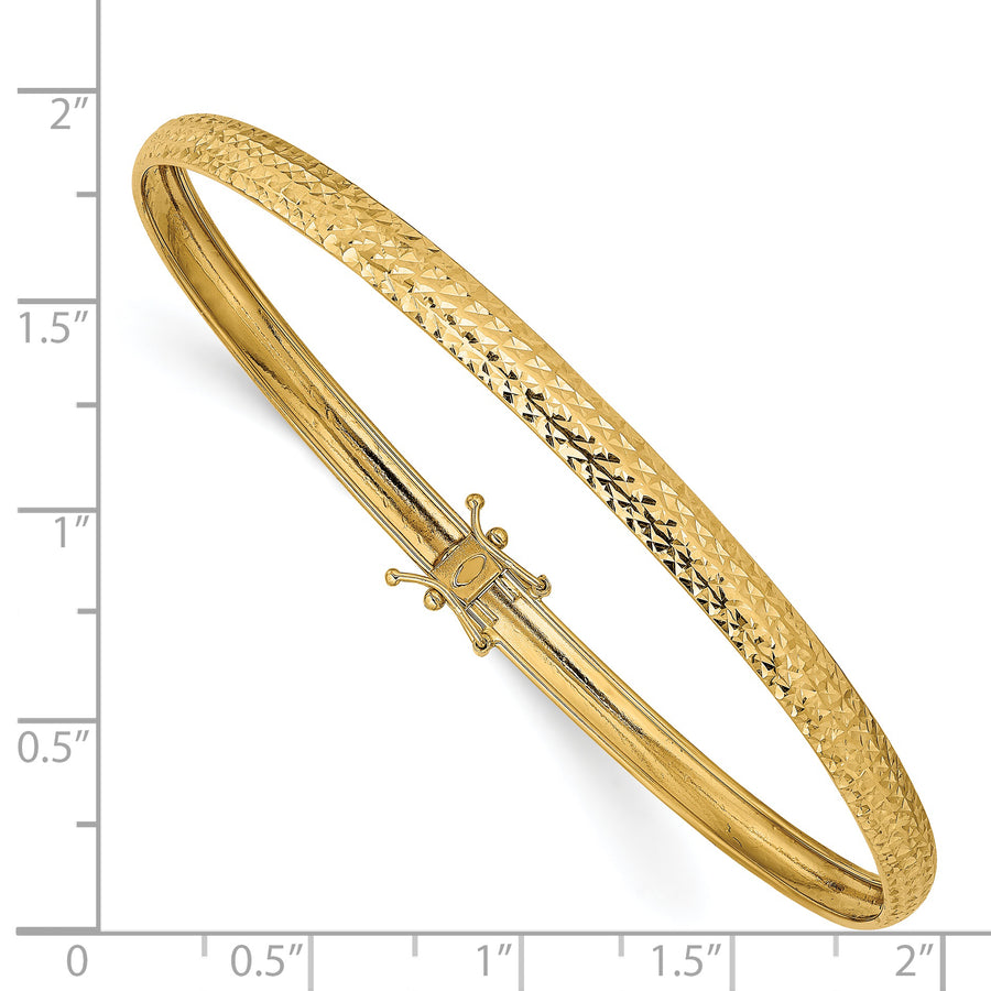 Brazalete Flexible en Oro Amarillo de 14K con Corte de Diamante (4.25mm)