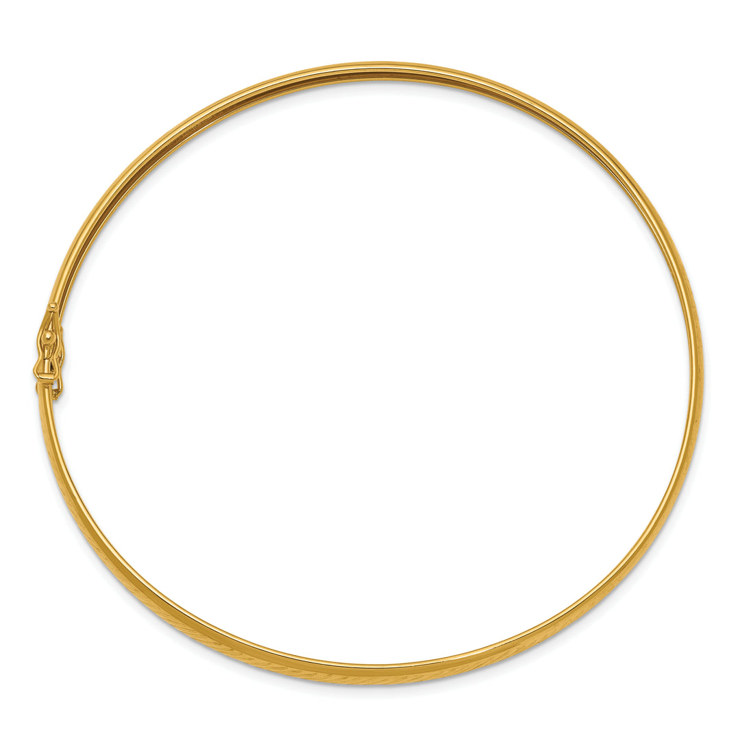 14K Diamond-Cut Flexible Round Bangle Bracelet with Polished Finish – 4.25 mm