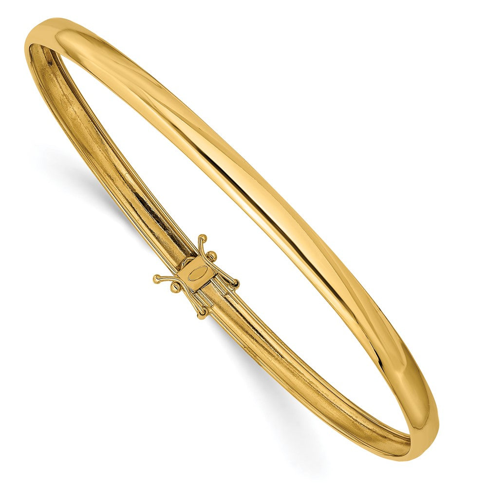 14k Flexible Round Bangle Bracelet – 4.00 mm Polished