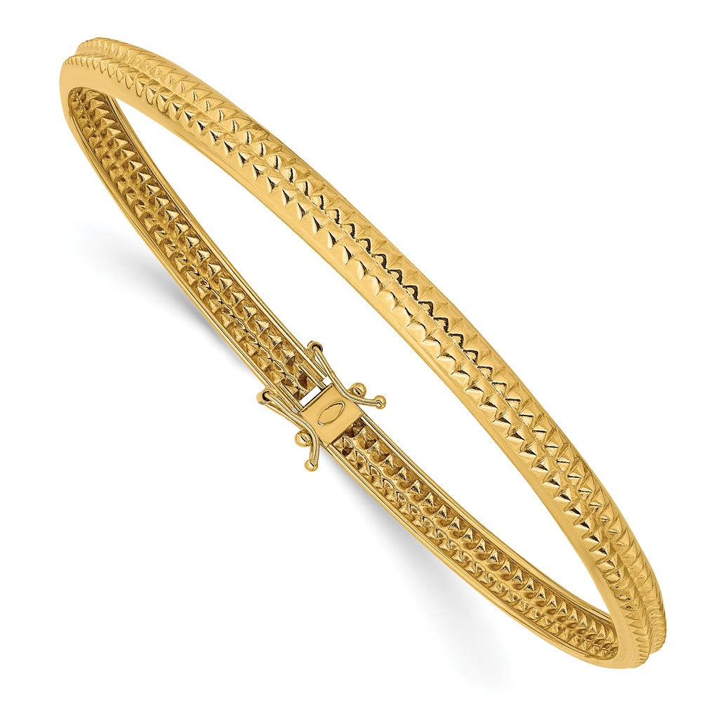 14K Yellow Gold Flexible Bracelet, Polished and Textured (5mm)