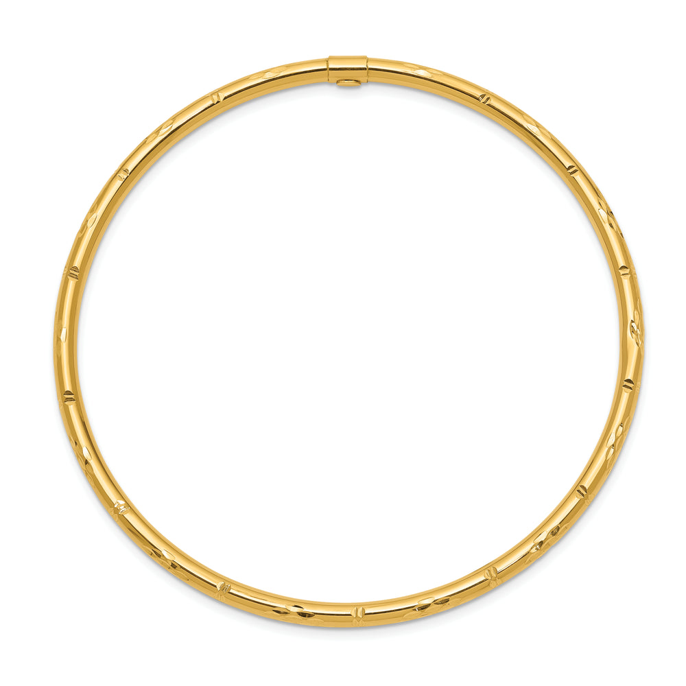 14k Polished Diamond Cut Slider Bangle Bracelet