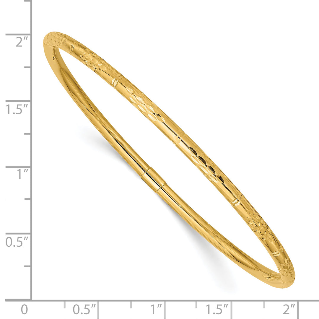 14k Polished Diamond Cut Slider Bangle Bracelet
