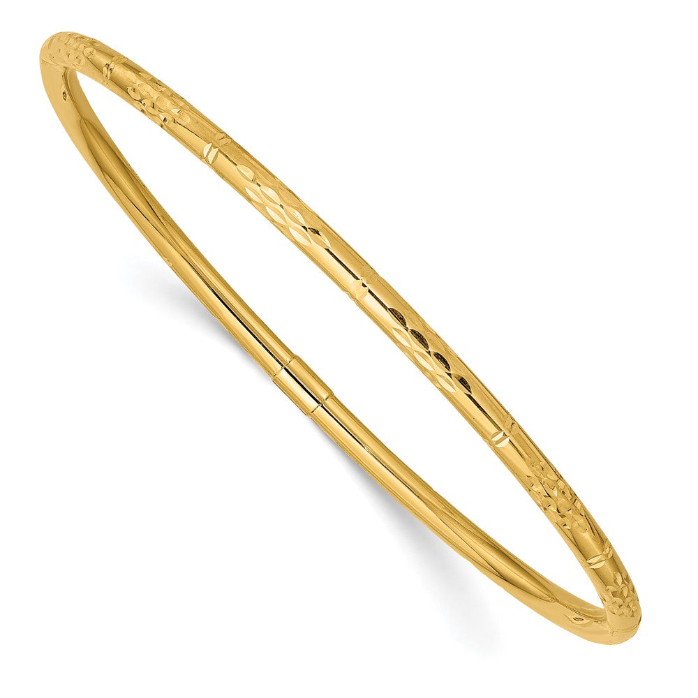 14k Polished Diamond Cut Slider Bangle Bracelet