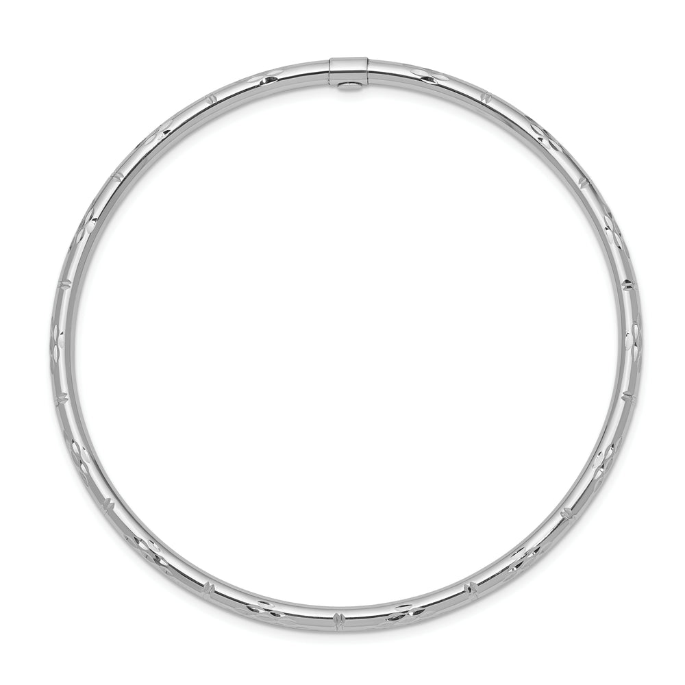 14k White Gold Polished Diamond-Cut Slide-On Bangle Bracelet