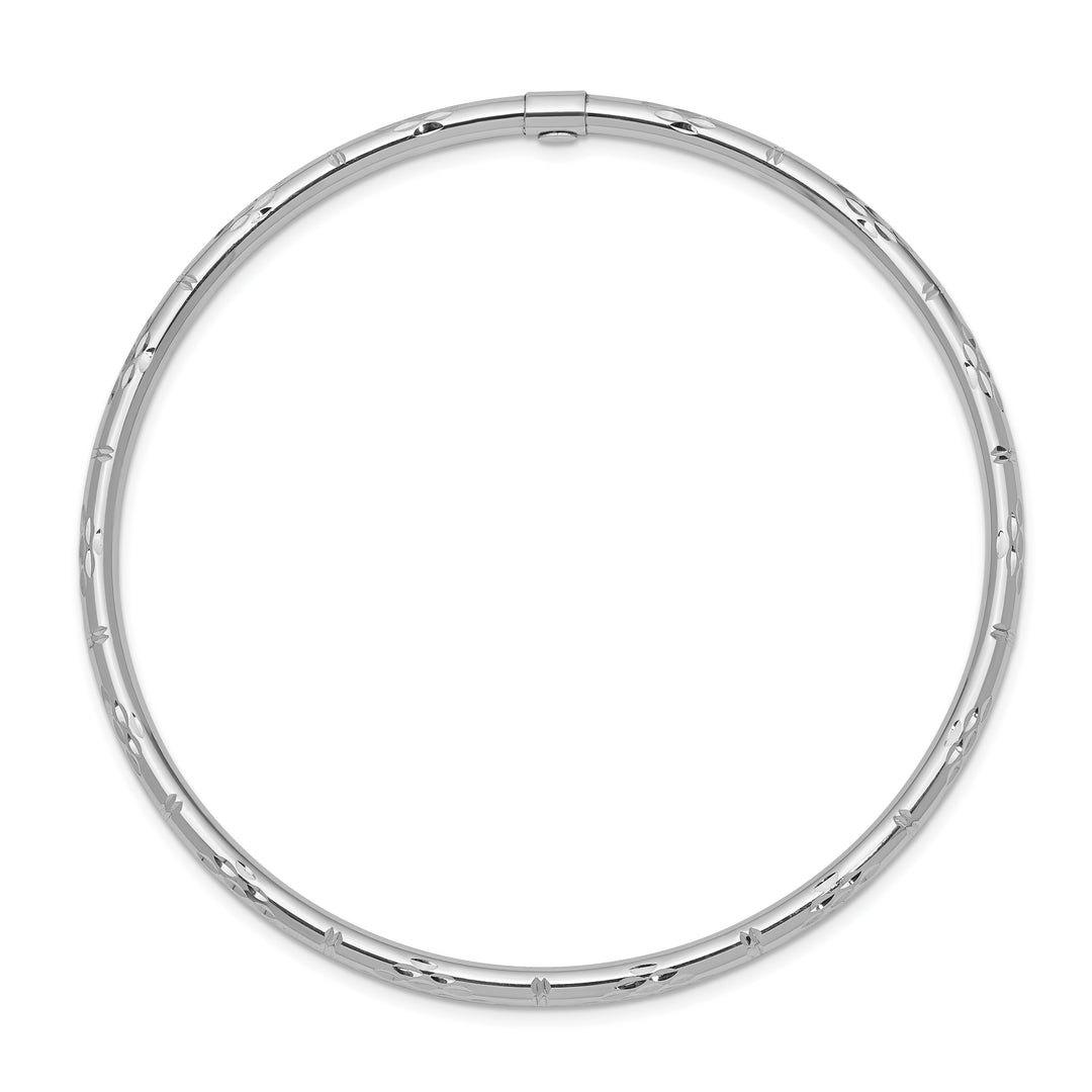 14k White Gold Polished Diamond-Cut Slide-On Bangle Bracelet