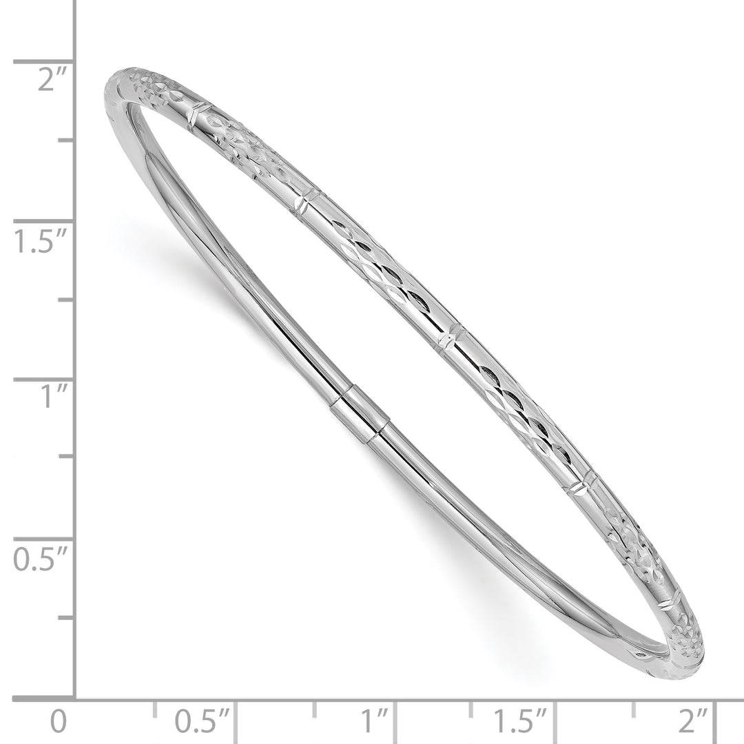 14k White Gold Polished Diamond-Cut Slide-On Bangle Bracelet