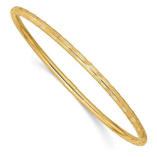 14k Yellow Gold Diamond-Cut Slip-On Bracelet