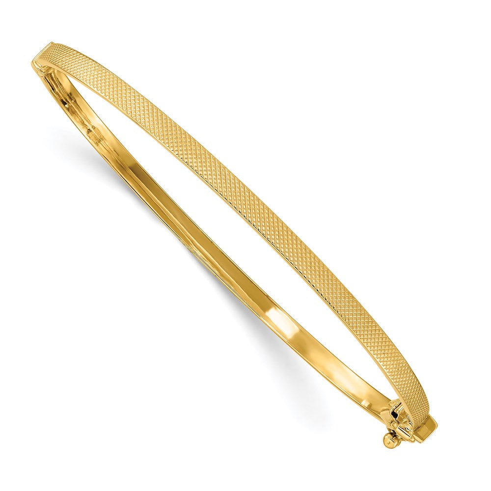 14K Textured Hinged Bangle Bracelet