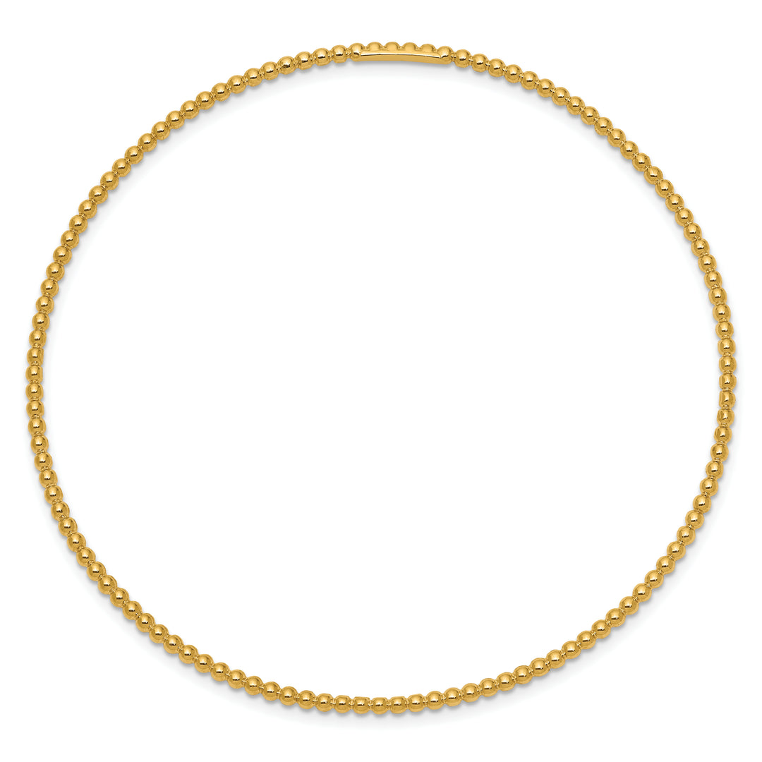  Brazalete Rígido de Oro Amarillo 14K con Diseño de Cuentas – Slip-On