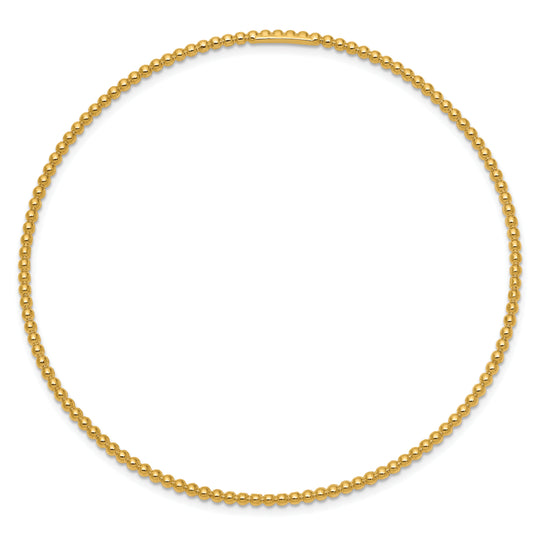  Brazalete Rígido de Oro Amarillo 14K con Diseño de Cuentas – Slip-On
