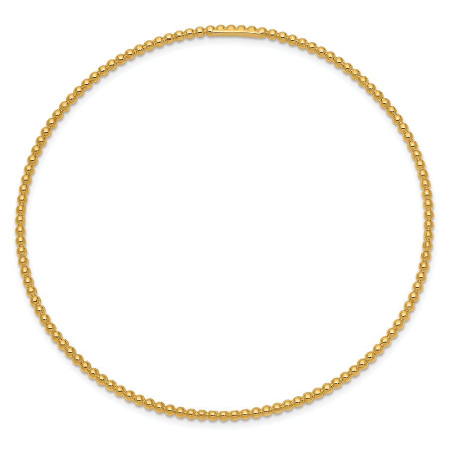  Brazalete Rígido de Oro Amarillo 14K con Diseño de Cuentas – Slip-On
