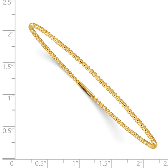  Brazalete Rígido de Oro Amarillo 14K con Diseño de Cuentas – Slip-On