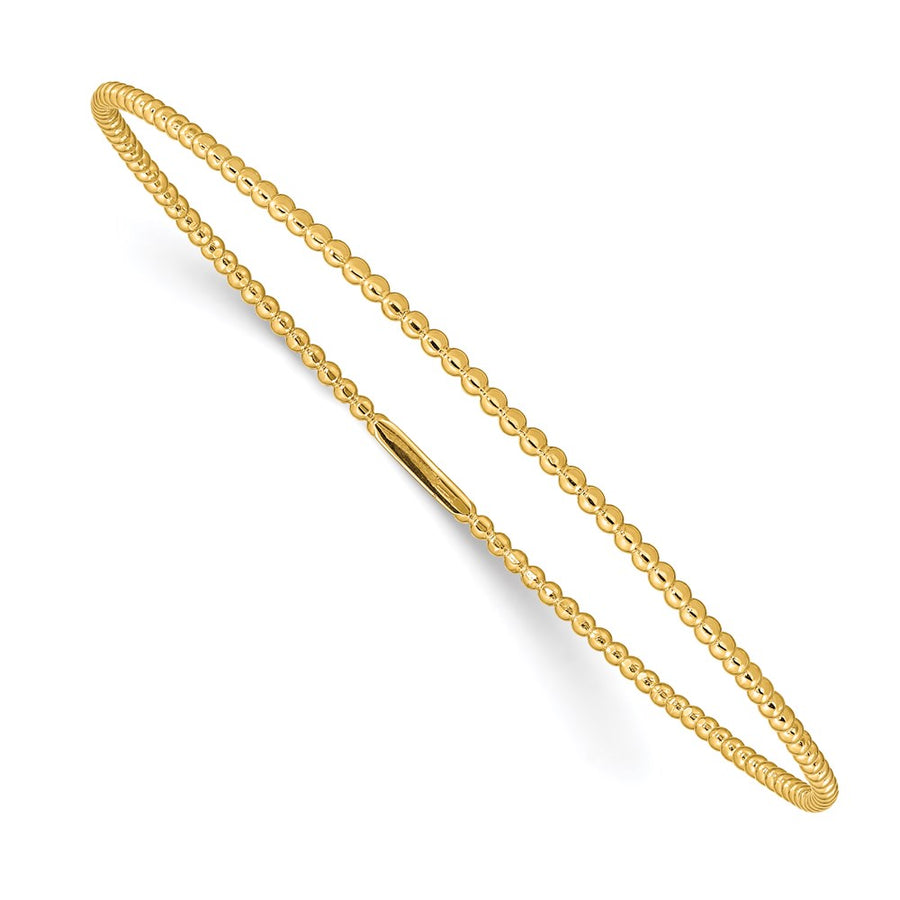  Brazalete Rígido de Oro Amarillo 14K con Diseño de Cuentas – Slip-On
