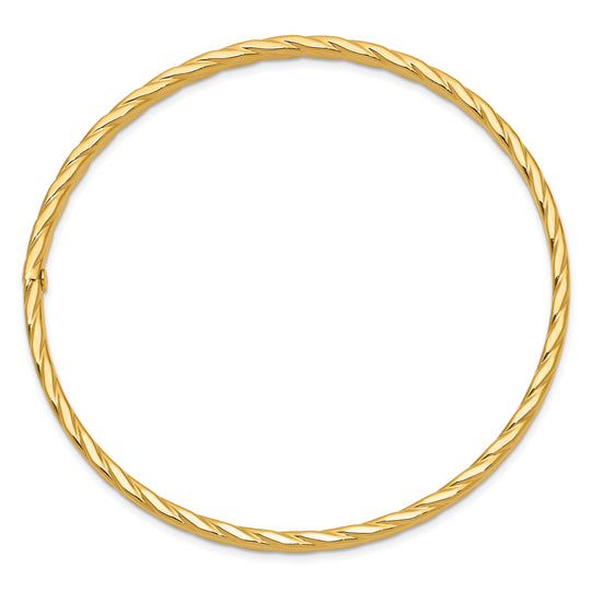 14k Yellow Gold 4mm Twist Textured Slip-on Bracelet