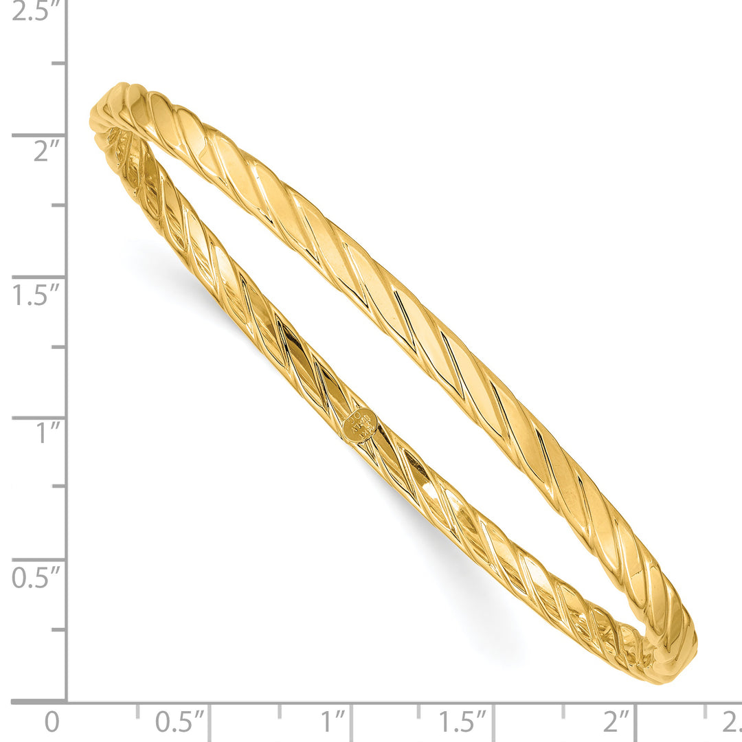 14k Yellow Gold 4mm Twist Textured Slip-on Bracelet