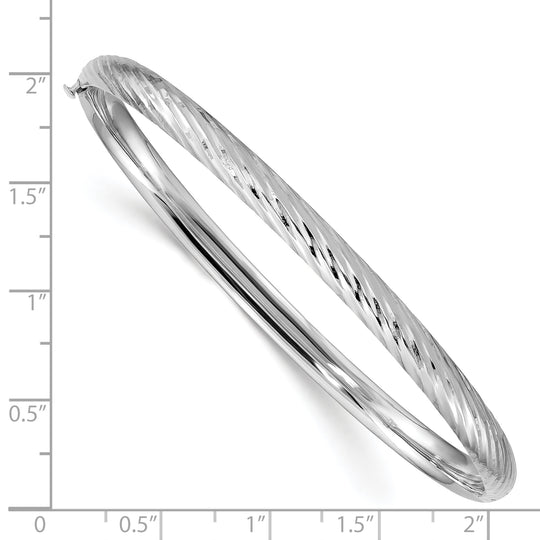 14k White Gold 3/16" Textured Hinged Bangle Bracelet