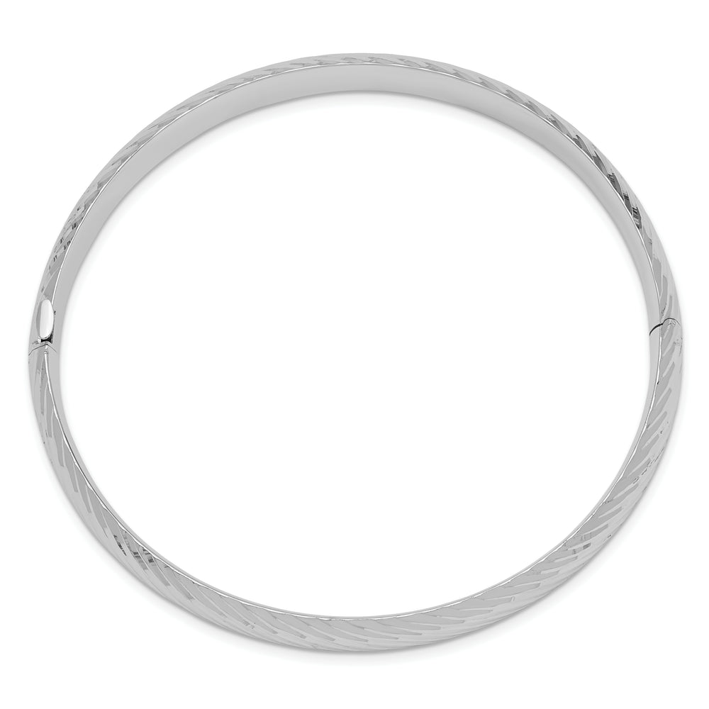 14k White Gold 5/16" Textured Hinged Bangle Bracelet