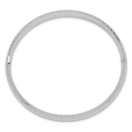 14k White Gold 5/16" Textured Hinged Bangle Bracelet