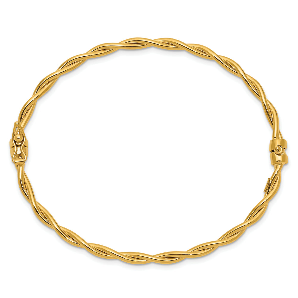 14K Yellow Gold Twisted Hinged Bangle Bracelet