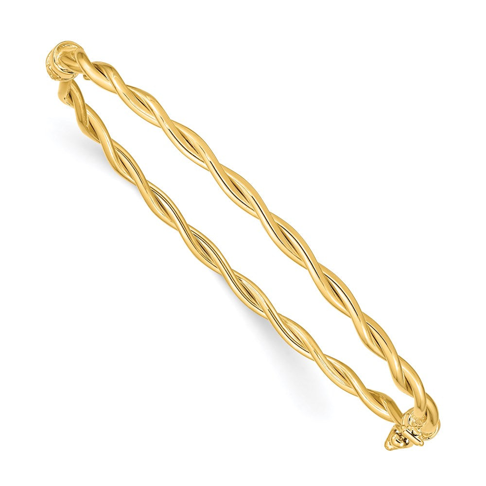 14K Yellow Gold Twisted Hinged Bangle Bracelet