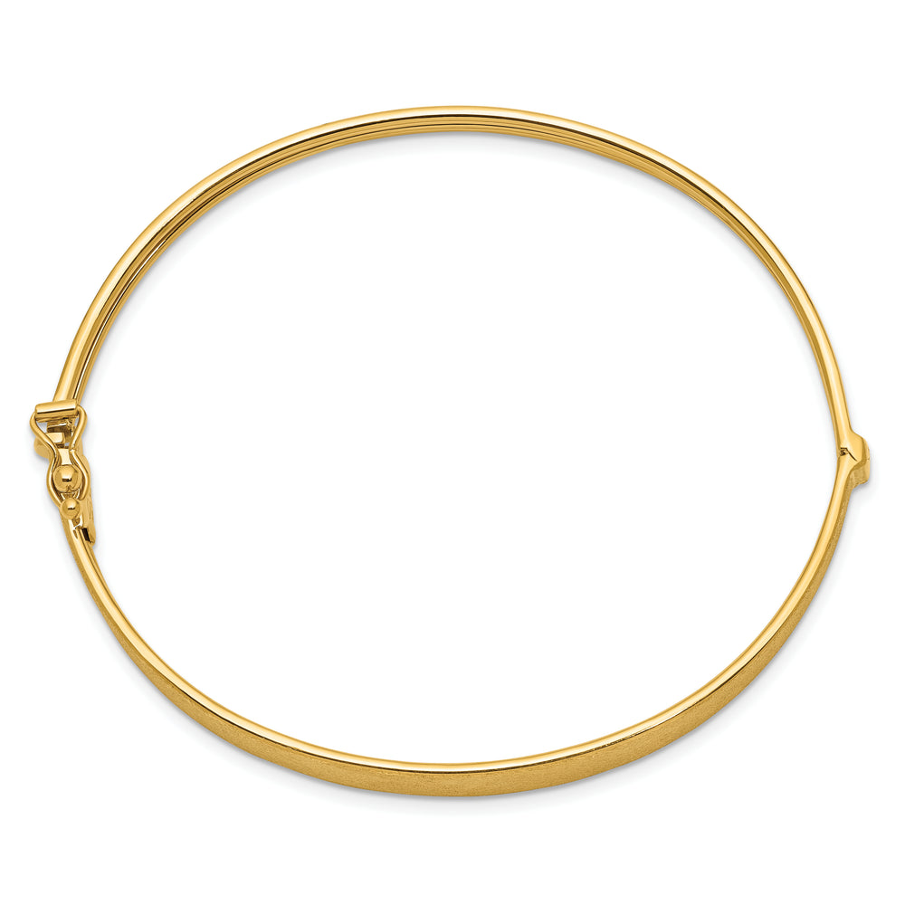 14K Yellow Gold Bangle Bracelet with Satin Finish and Graduated Hinge