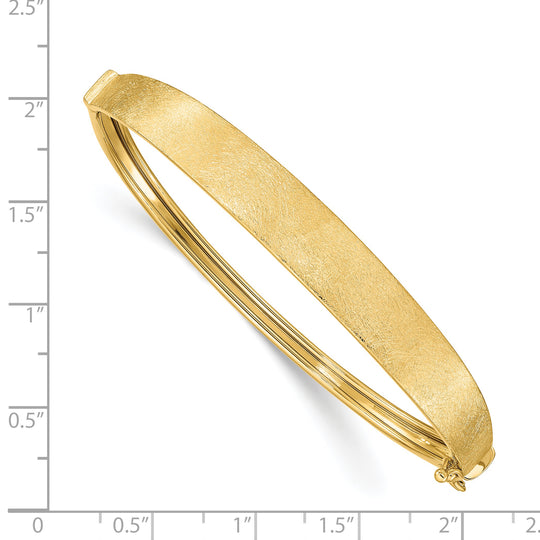 14K Yellow Gold Bangle Bracelet with Satin Finish and Graduated Hinge