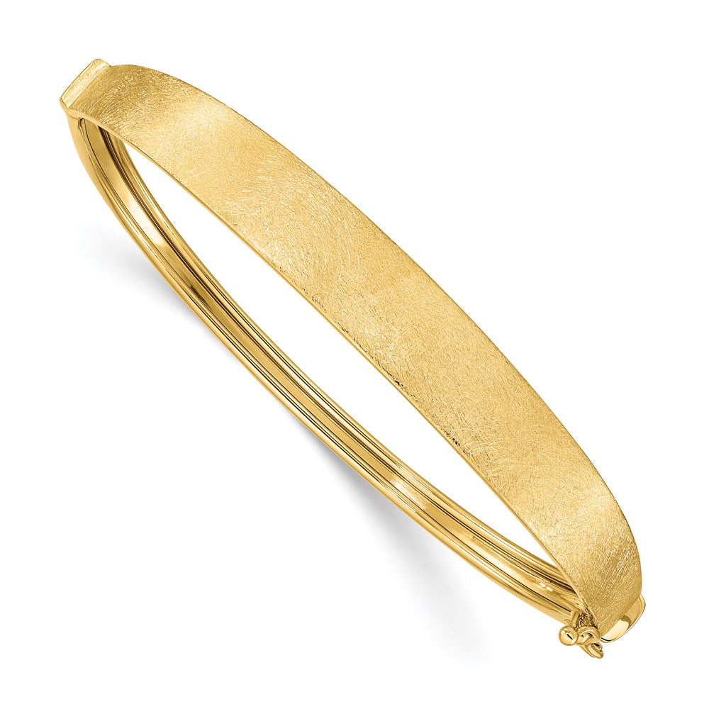 14K Yellow Gold Bangle Bracelet with Satin Finish and Graduated Hinge