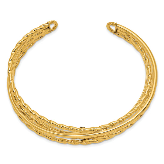 14K Yellow Gold Multi-Tube Open Bangle (15mm)