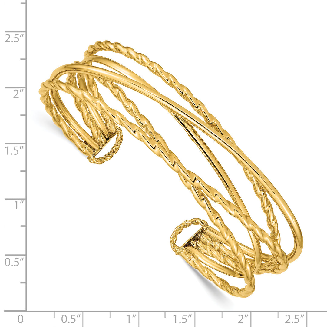 14K Yellow Gold Multi-Tube Open Bangle (15mm)