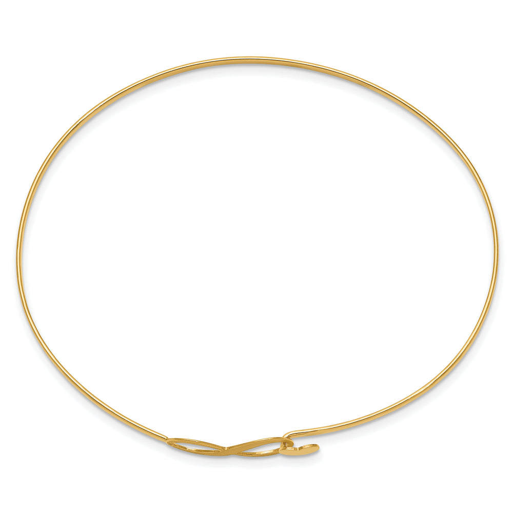 14k Yellow Gold Flexible Bangle Bracelet with Infinity Heart Design