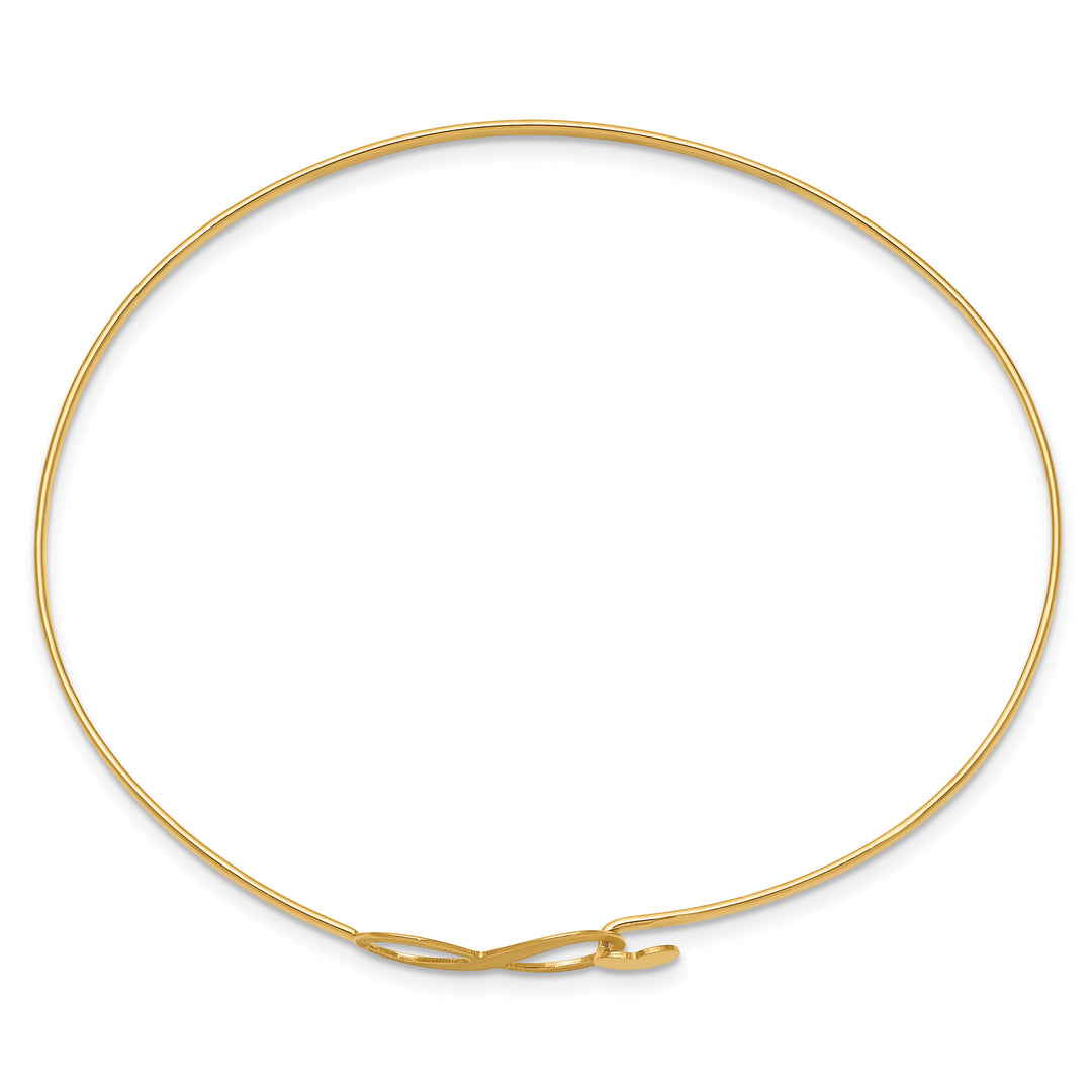 14k Yellow Gold Flexible Bangle Bracelet with Infinity Heart Design