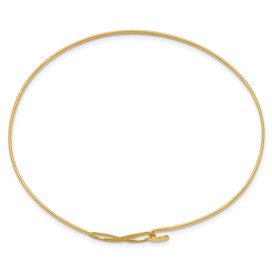 14k Yellow Gold Flexible Bangle Bracelet with Infinity Heart Design