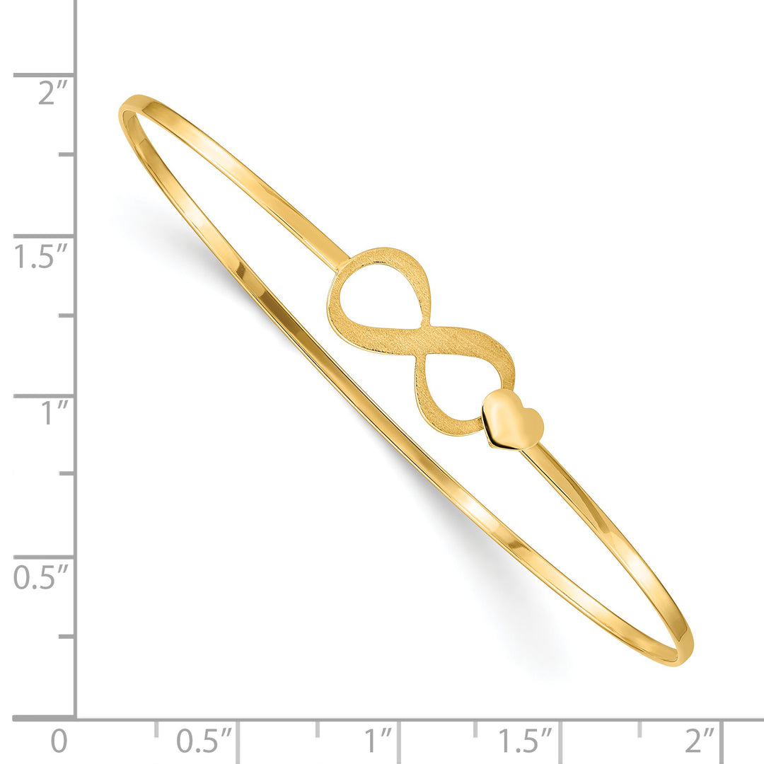 14k Yellow Gold Flexible Bangle Bracelet with Infinity Heart Design