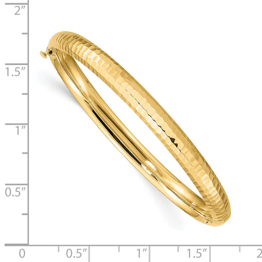 14K Yellow Gold Children's Bangle Bracelet with Hammered Finish and Hinge
