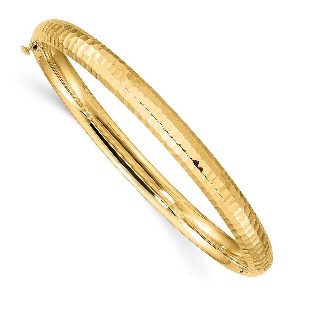 14K Yellow Gold Children's Bangle Bracelet with Hammered Finish and Hinge